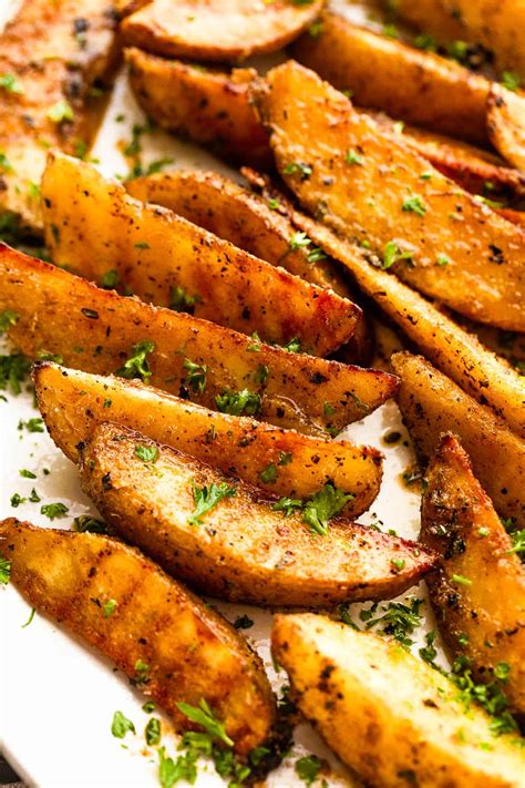 Aquatic witch seafood and flavorful potato wedges